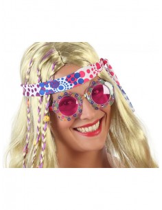 Gafas flor rosa de hippie