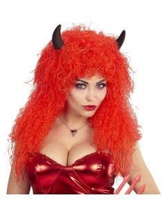 Peluca de Demonia con cuernos