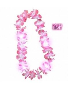 Collar hawaiano rosa con luz