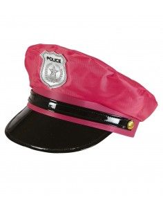 Gorra de policía rosa neón