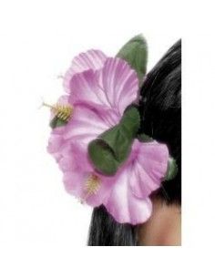 Flor hawai rosa con pinza