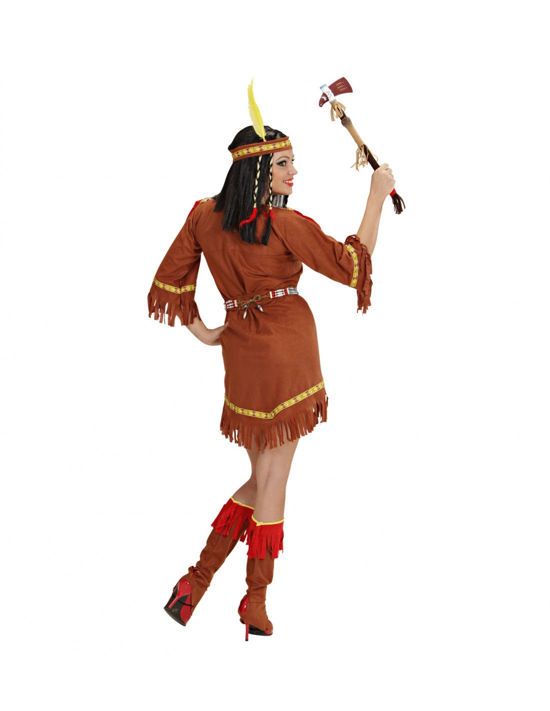 Tradineur - Disfraz de india para mujer, poliéster 100%, incluye vestido y  cinturón, atuendo de carnaval, Halloween, cosplay, fi